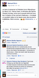 Samuel Eto’o reçu par le président Talon…les raisons !