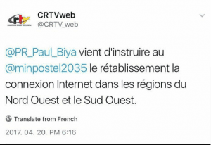 L'internet est de retour : la partie anglophone du Cameroun « ressuscite » 4 mois après le « black out »