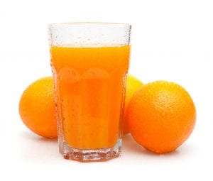 Glass of Fresh Orange Juice on White Background