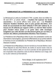 Côte d'Ivoire: 342 Milliards cfa de Budget de souveraineté, la présidence dément!