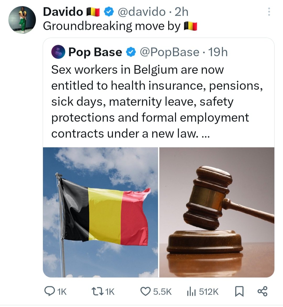 Davido salue la loi belge qui donne droit à une pension et à des congés aux pr0stituées