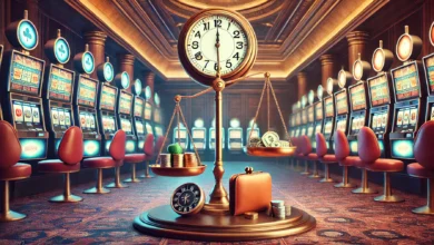 DALL·E 2024-06-27 21.28.29 – Create a realistic, vibrant, and dynamic image representing the concept of responsible gambling. The image should depict a balanced and mindful gambli