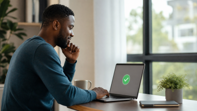Man reviewing an approval notification while waiting for delayed progress