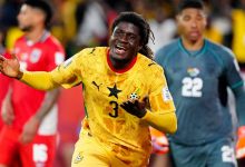 Ghana players during the World Cup match against Panama