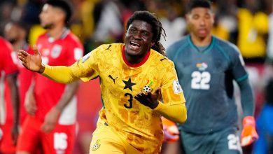 Ghana players during the World Cup match against Panama