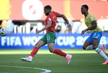 Morocco players during a World Cup match