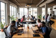African startup team working on digital products