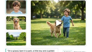 AI video generator showing a boy running with a golden retriever