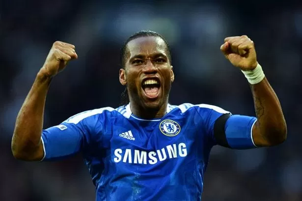 Didier Drogba celebrates Chelsea goal in FA Cup semi final win over Tottenham 2012