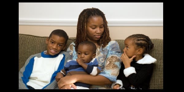 Mom and sons and daughter