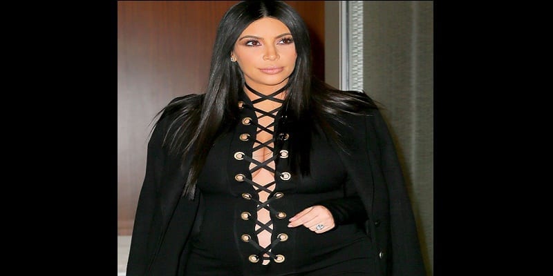 Kim Kardashian out and about in NYC wearing shoe lace dress in NYC