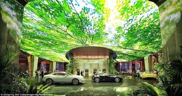 Découvrez en photos le premier hôtel du monde qui aura une forêt tropicale et une plage artificielle dans le ciel
