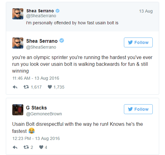 Cette photo de Usain Bolt pendant la demi-finale du 100 mètres crée la polémique