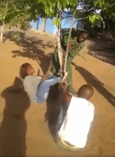 Photos: Une immigrée congolaise attachée et frappée par des gardes-frontières angolais