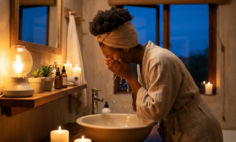 Femme routine beauté avant de dormir