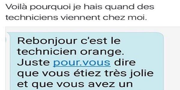Un technicien d’Orange tombe sous le charme de sa cliente et lui envoie un message, la réaction de la dame remue la toile