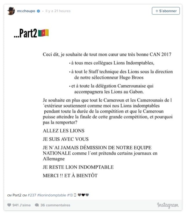Cameroun: Eric Maxime Choupo-Moting explique pourquoi il n'ira pas à la CAN