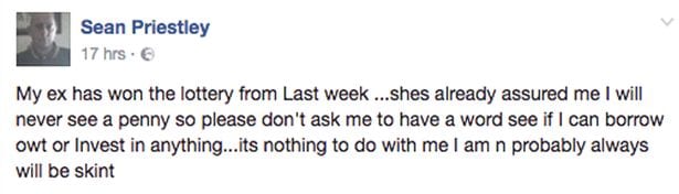Elle gagne 14.5 £ à EuroMillions, et décide de ne rien donner à son Ex, voici ce qu’il répond!