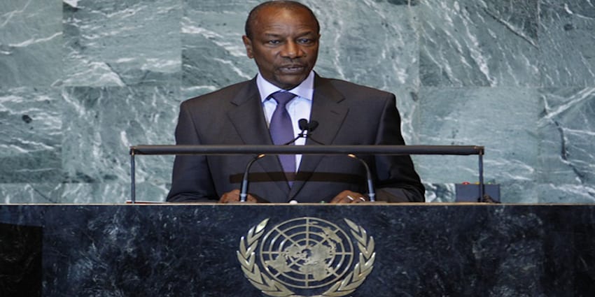 Guinea’s President Alpha Conde addresses the 66th United Nations General Assembly at the U.N. headquarters, in New York