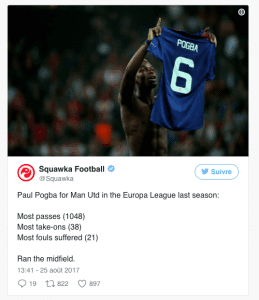 Paul Pogba élu meilleur joueur de la Ligue Europa