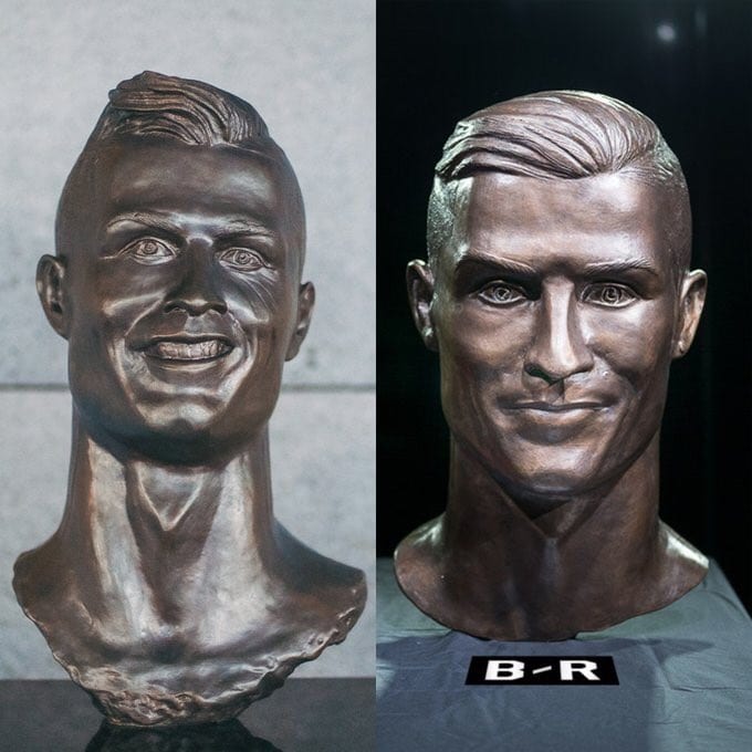 La sculpture de Cristiano Ronaldo retouchée au niveau du Buste (photo)