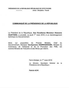 Côte d'Ivoire: Réaménagement au sein du gouvernement. La raison
