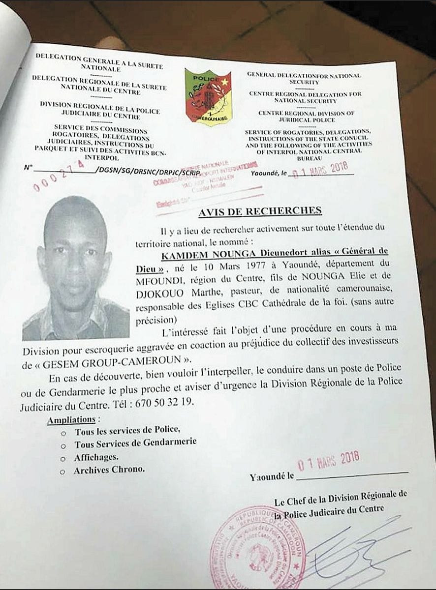 Cameroun: Le pasteur Dieunedort Kamdem recherché par la Police (photos)