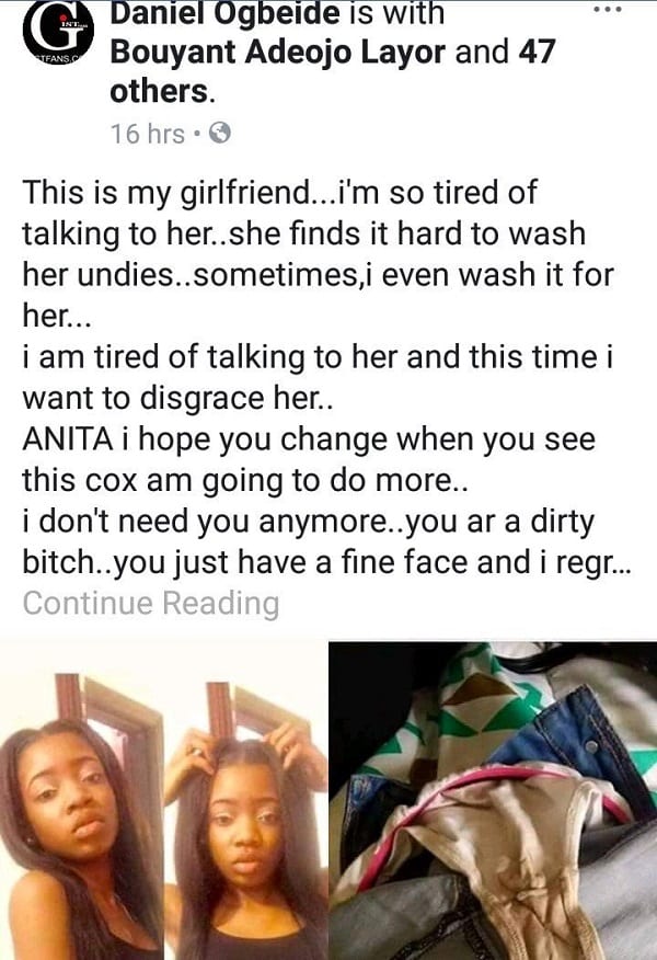 « Ma copine est très sale, elle ne lave pas ses dessous", un Nigérian expose sa petite-amie