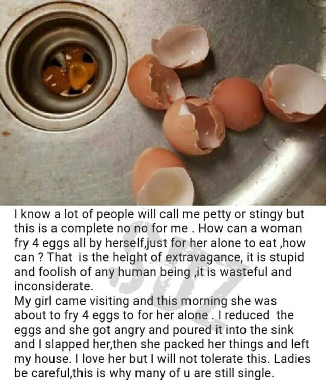 Nigeria/Insolite: un homme gifle sa petite amie pour des œufs
