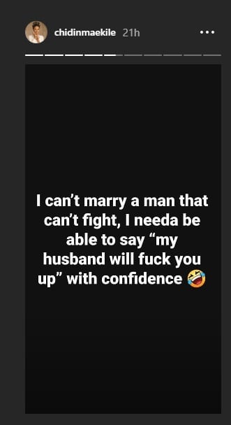 Chidinma fight - Chidinma: “Je ne peux pas épouser un homme qui ne peut pas se battre»