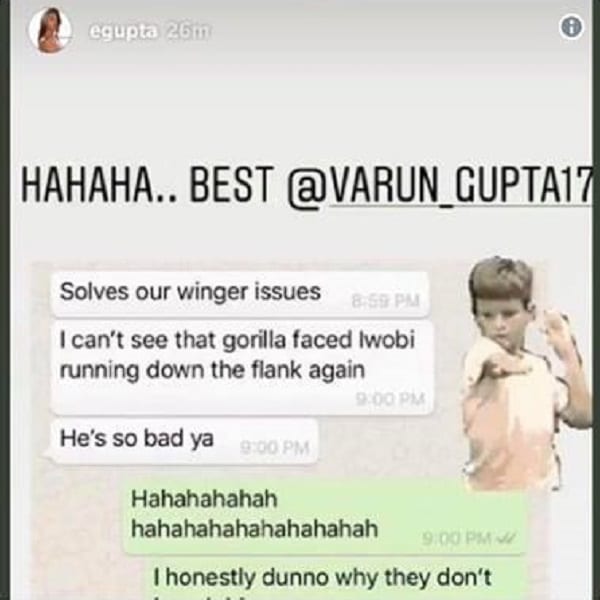 Une actrice indienne compare Alex Iwobi d’Arsenal à un gorille. La toile s'enflamme!