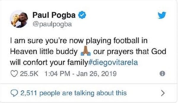 Lâ?? Ã©mouvant message de Paul Pogba suite au dÃ©cÃ¨s d'un jeune footballeur de 15 ans