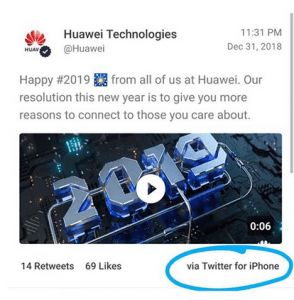 Huawei punit deux de ses employés pour un tweet