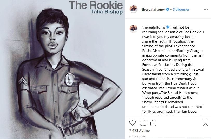 The Rookie: Révélant être agressée sexuellement et discriminée, une actrice quitte la série