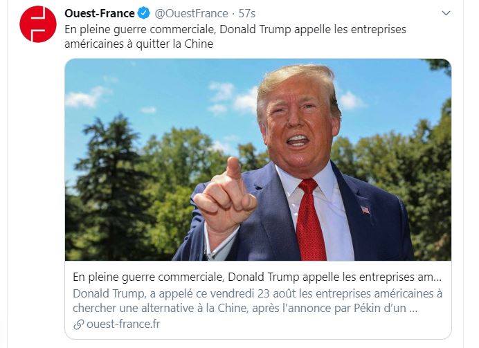 Donald Trump ordonne aux entreprises américaines de quitter la Chine