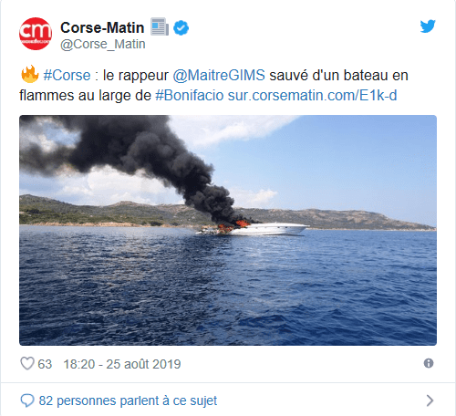 Maître Gims: son bateau prend feu en pleine mer