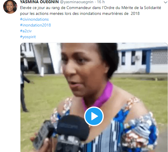 C&ocirc;te d'Ivoire: Yasmina Ou&eacute;gnin &eacute;lev&eacute;e au rang de Commandeur dans l'Ordre du M&eacute;rite de la Solidarit&eacute;