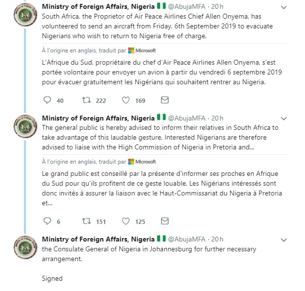 Attaques Xénophobes en Afrique du Sud : La décision du Ministère des Affaires étrangères