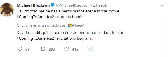 Cinéma: L’artiste Nigérian Davido annoncé dans un film américain