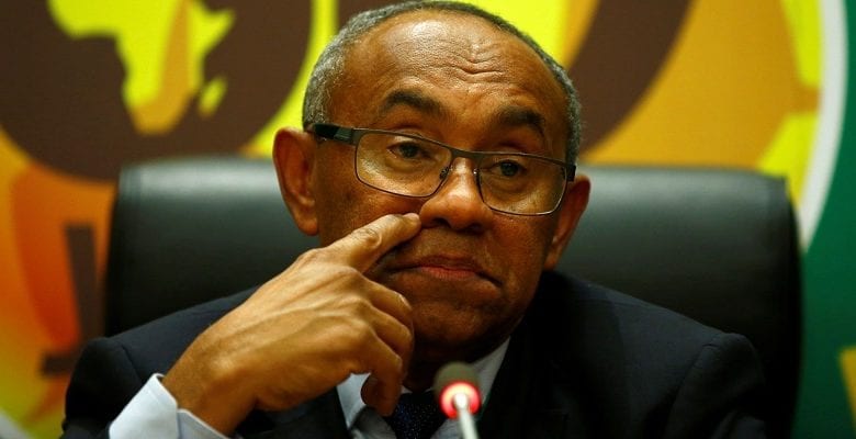 The newly elected Confederation of African Football President Ahmad Ahmad addresses a news conference after his victory at the African Union headquarters in Ethiopia’s capital Addis Ababa
