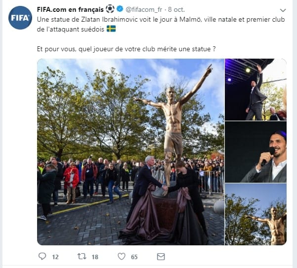 Suède : Après Cristiano, Zlatan Ibrahimovic a désormais une statue à son effigie dans sa ville natale