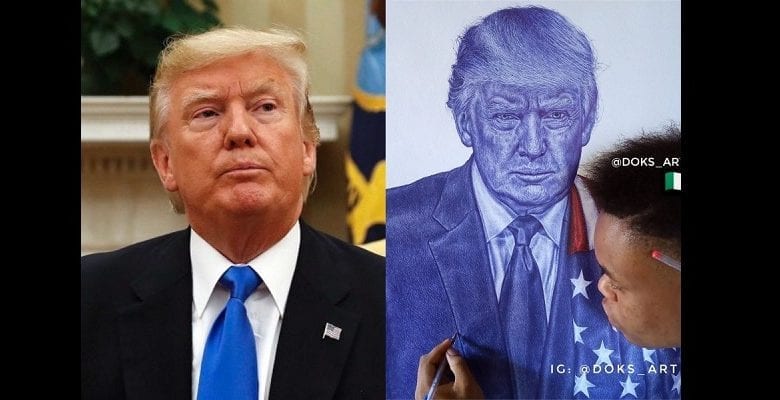 President-Donald-Trump-hail-Nigerian-guy-who-drew-a-portrait-of-him