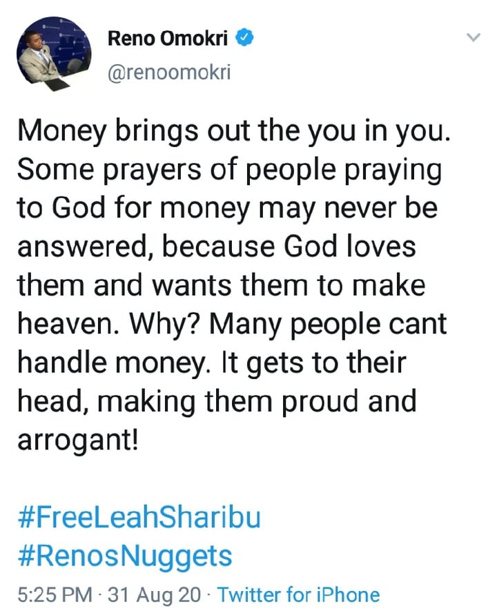 Reno Omokri: « L'argent répond à tout, pas les prières »