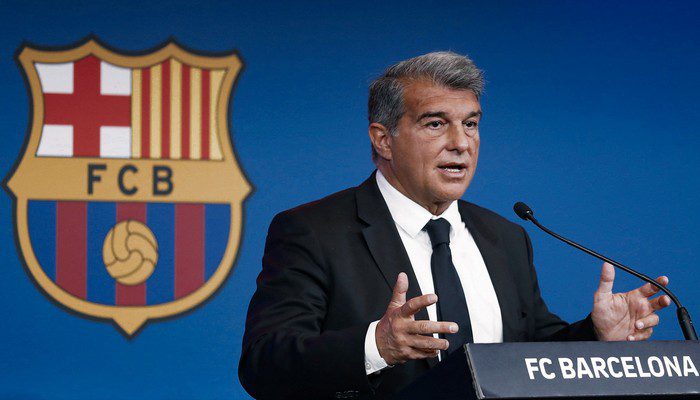 President of FC Barcelona, Barca Joan Laporta, addresses a press conference, PK, Pressekonferenz to inform about the clu
