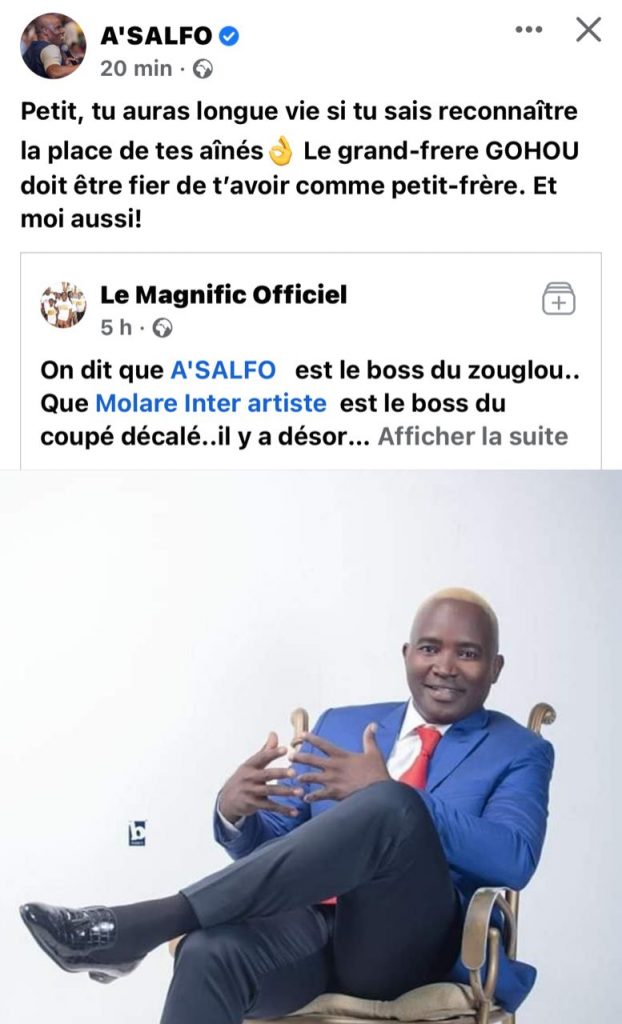 Le Magnific désigne Gohou Michel comme le "boss de l'humour" en Côte d'Ivoire" : A'Salfo lui répond