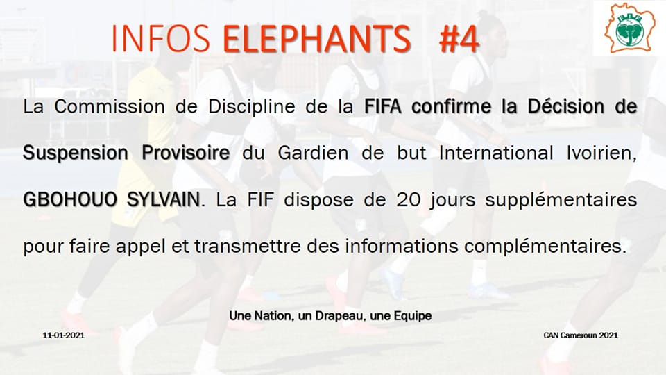 CAN 2021 / La FIFA a rendu son verdict pour le cas de l'Ivoirien Sylvain Gbohouo