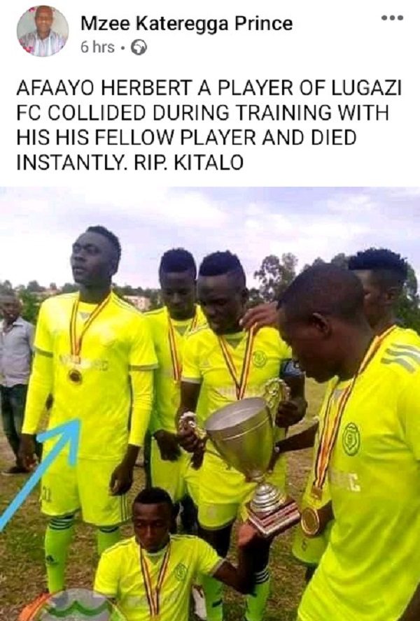Ouganda: un footballeur décède sur le terrain après une collision avec le gardien de but