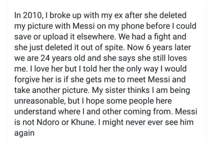 Un homme rompt avec sa petite amie pour avoir supprimé la photo qu'il a prise avec Messi