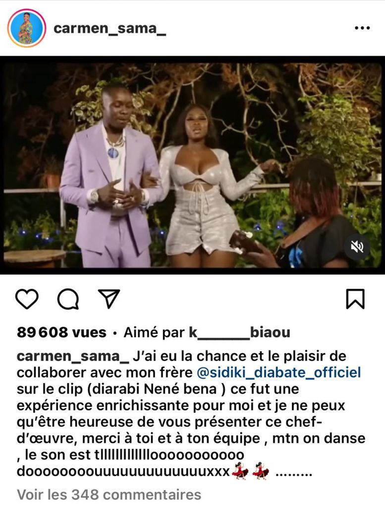 Critiquée pour son apparition dans la vidéo de Sidiki Diabaté, Carmen Sama réagit