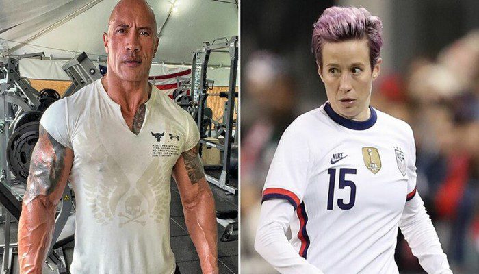 Dwayne-The-Rock-Johnson-Megan-Rapinoe-pour un logo